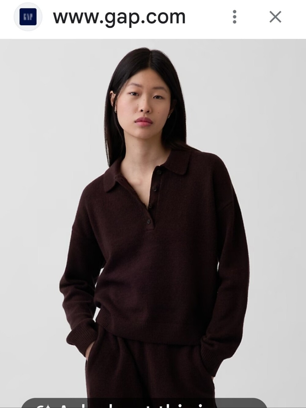 GAP Brown Polo Collar Cash-Soft Knit Sweater -small